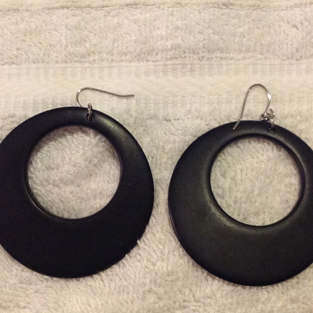 Black Wooden Hoop Earrings